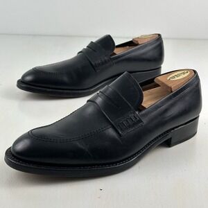 Jack Erwin Goodyear Welted Penny Loafers Black Leather Men 11 D Made Spain Shoes